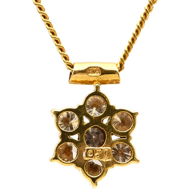 ノンブランド NON BRAND ダイヤ ペンダント イエローゴールド×シルバー K18YG ダイヤモンド ネックレス Au750 18K 18金 7P 7石 7粒 フラワーモチーフ 花