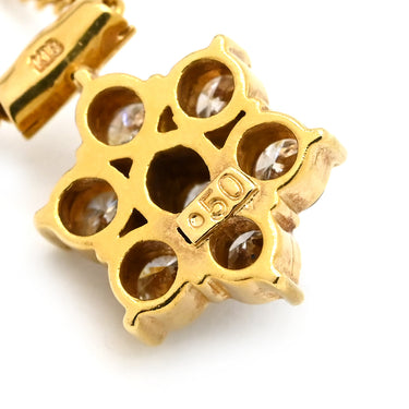 ノンブランド NON BRAND ダイヤ ペンダント イエローゴールド×シルバー K18YG ダイヤモンド ネックレス Au750 18K 18金 7P 7石 7粒 フラワーモチーフ 花