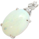 ノンブランド NON BRAND オパール 7ct ダイヤモンド ホワイトゴールド K18WG オパール ダイヤモンド ペンダントトップ 白 ホワイト 1石 4Pダイヤ カボションカット ネックレストップ チャーム