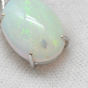 ノンブランド NON BRAND オパール 7ct ダイヤモンド ホワイトゴールド K18WG オパール ダイヤモンド ペンダントトップ 白 ホワイト 1石 4Pダイヤ カボションカット ネックレストップ チャーム