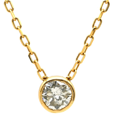 ノンブランド NON BRAND ダイヤ ペンダント プラチナシルバー K18YG ダイヤモンド ネックレス Au750 18K 18金 1P 1石 1粒 ソリティア ラウンド アズキチェーン プリンセスサイズ