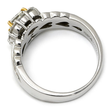 ノンブランド NON BRAND ダイヤ 0.515ct デザインリング プラチナシルバー×イエローゴールド Pt900 ダイヤモンド K18YG リング 指輪 プラチナ900 スクエア プリンセスカット ラウンドブリリアントカット 14号