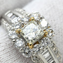 ノンブランド NON BRAND ダイヤ 0.515ct デザインリング プラチナシルバー×イエローゴールド Pt900 ダイヤモンド K18YG リング 指輪 プラチナ900 スクエア プリンセスカット ラウンドブリリアントカット 14号