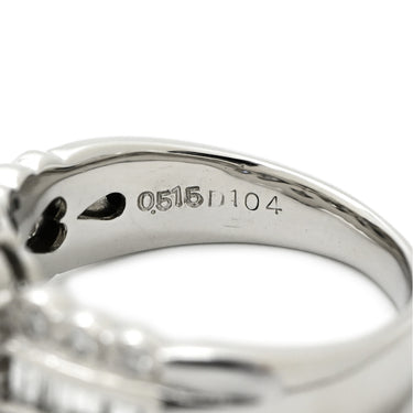 ノンブランド NON BRAND ダイヤ 0.515ct デザインリング プラチナシルバー×イエローゴールド Pt900 ダイヤモンド K18YG リング 指輪 プラチナ900 スクエア プリンセスカット ラウンドブリリアントカット 14号