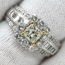 ノンブランド NON BRAND ダイヤ 0.515ct デザインリング プラチナシルバー×イエローゴールド Pt900 ダイヤモンド K18YG リング 指輪 プラチナ900 スクエア プリンセスカット ラウンドブリリアントカット 14号