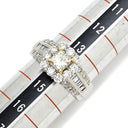 ノンブランド NON BRAND ダイヤ 0.515ct デザインリング プラチナシルバー×イエローゴールド Pt900 ダイヤモンド K18YG リング 指輪 プラチナ900 スクエア プリンセスカット ラウンドブリリアントカット 14号