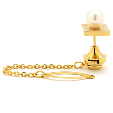 ノンブランド NON BRAND パール タイピン セット ホワイト×イエローゴールド K18YG GP(バックピン) カフス K18YG Au750 18K 18金 あこや アコヤ 真珠 タイタック ピンズ