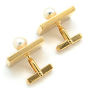 ノンブランド NON BRAND パール タイピン セット ホワイト×イエローゴールド K18YG GP(バックピン) カフス K18YG Au750 18K 18金 あこや アコヤ 真珠 タイタック ピンズ