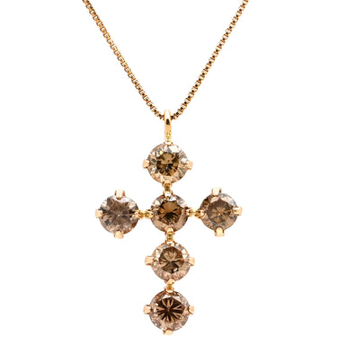 ノンブランド NON BRAND クロス ダイヤモンド ピンクゴールド K18PG ダイヤモンド ネックレス 十字架 Au750 18K 18金 PG