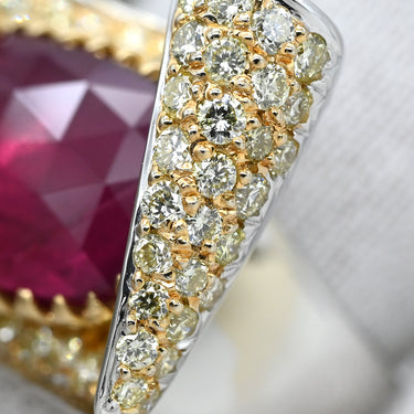 ノンブランド NON BRAND ルビー ダイヤリング ホワイトゴールド K18WG ルビー ダイヤモンド リング 指輪 レッド 赤 ダイヤモンド クッションミックスカット 2.52ct 11号