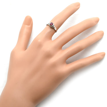 ノンブランド NON BRAND ルビー 0.19ct ダイヤリング プラチナシルバー Pt900 ルビー ダイヤモンド リング 指輪 レッド 赤 1石 オーバルミックスカット ダイヤモンド 4Pダイヤ 9号
