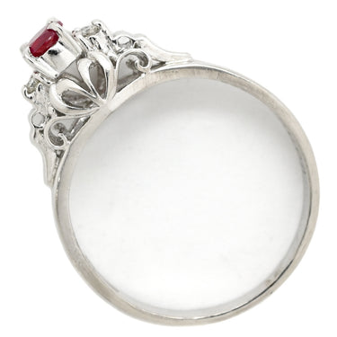 ノンブランド NON BRAND ルビー 0.19ct ダイヤリング プラチナシルバー Pt900 ルビー ダイヤモンド リング 指輪 レッド 赤 1石 オーバルミックスカット ダイヤモンド 4Pダイヤ 9号