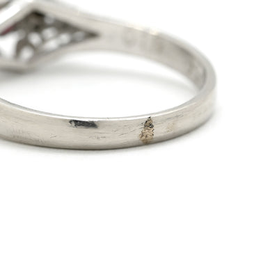 ノンブランド NON BRAND ルビー 0.19ct ダイヤリング プラチナシルバー Pt900 ルビー ダイヤモンド リング 指輪 レッド 赤 1石 オーバルミックスカット ダイヤモンド 4Pダイヤ 9号