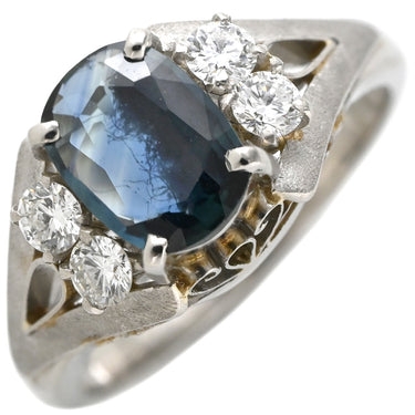 ノンブランド NON BRAND ブルーサファイア 0.76ct ダイヤリング プラチナシルバー Pt900 サファイア ダイヤモンド リング 指輪 青 Pm900 ミックスカット 1石 4Pダイヤ 8号