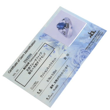 ノンブランド NON BRAND ブルーサファイア 0.76ct ダイヤリング プラチナシルバー Pt900 サファイア ダイヤモンド リング 指輪 青 Pm900 ミックスカット 1石 4Pダイヤ 8号