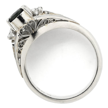 ノンブランド NON BRAND ブルーサファイア 0.76ct ダイヤリング プラチナシルバー Pt900 サファイア ダイヤモンド リング 指輪 青 Pm900 ミックスカット 1石 4Pダイヤ 8号