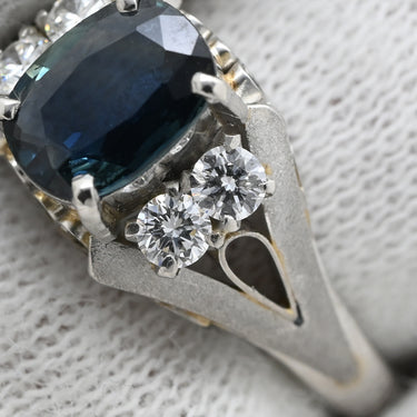 ノンブランド NON BRAND ブルーサファイア 0.76ct ダイヤリング プラチナシルバー Pt900 サファイア ダイヤモンド リング 指輪 青 Pm900 ミックスカット 1石 4Pダイヤ 8号