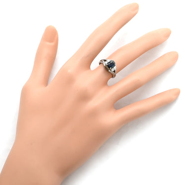 ノンブランド NON BRAND ブルーサファイア 0.76ct ダイヤリング プラチナシルバー Pt900 サファイア ダイヤモンド リング 指輪 青 Pm900 ミックスカット 1石 4Pダイヤ 8号