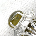 ノンブランド NON BRAND キャッツアイ2.1ct ダイヤリング プラチナシルバー Pt900 クリソベリルキャッツアイ ダイヤモンド リング 指輪 猫目石 緑褐色 PM900 テーパーダイヤ 7号