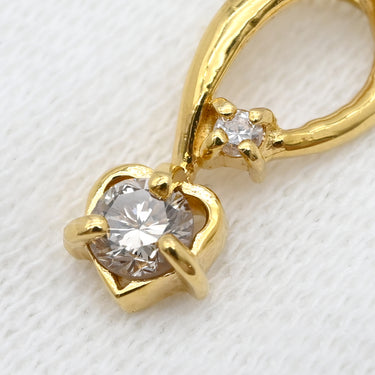 ノンブランド NON BRAND イエローゴールド K18YG ダイヤモンド ペンダントトップ ペンダントヘッド Au750 18K 18金 1P 1石 1粒 ダイヤ ハート