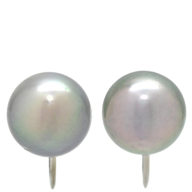ノンブランド NON BRAND 黒蝶パール 9.4・9.6mm プラチナシルバー Pt900 パール イヤリング 黒 グレー 黒銀色 1粒 1P ネジバネ式