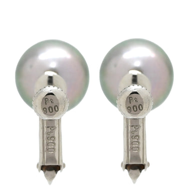 ノンブランド NON BRAND 黒蝶パール 9.4・9.6mm プラチナシルバー Pt900 パール イヤリング 黒 グレー 黒銀色 1粒 1P ネジバネ式