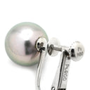 ノンブランド NON BRAND 黒蝶パール 9.4・9.6mm プラチナシルバー Pt900 パール イヤリング 黒 グレー 黒銀色 1粒 1P ネジバネ式