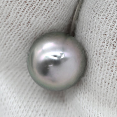 ノンブランド NON BRAND 黒蝶パール 9.4・9.6mm プラチナシルバー Pt900 パール イヤリング 黒 グレー 黒銀色 1粒 1P ネジバネ式