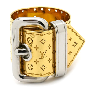 ルイヴィトン LOUIS VUITTON ナノグラム ベルトモチーフ リング M64705 ゴールド×シルバー GP 14038 リング 指輪 モノグラム 14号