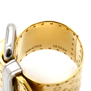ルイヴィトン LOUIS VUITTON ナノグラム ベルトモチーフ リング M64705 ゴールド×シルバー GP 14038 リング 指輪 モノグラム 14号
