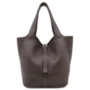 エルメス HERMES ピコタン MM エベーヌ トリヨンクレマンス ハンドバッグ シルバー金具 こげ茶