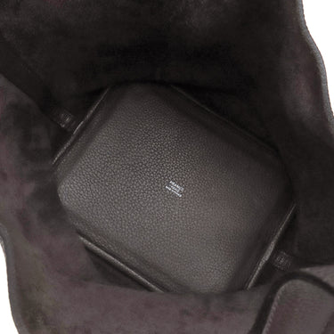 エルメス HERMES ピコタン MM エベーヌ トリヨンクレマンス ハンドバッグ シルバー金具 こげ茶