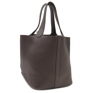 エルメス HERMES ピコタン MM エベーヌ トリヨンクレマンス ハンドバッグ シルバー金具 こげ茶