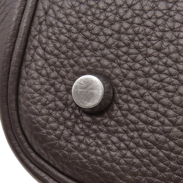 エルメス HERMES ピコタン MM エベーヌ トリヨンクレマンス ハンドバッグ シルバー金具 こげ茶