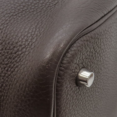 エルメス HERMES ピコタン MM エベーヌ トリヨンクレマンス ハンドバッグ シルバー金具 こげ茶