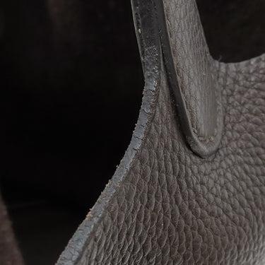 エルメス HERMES ピコタン MM エベーヌ トリヨンクレマンス ハンドバッグ シルバー金具 こげ茶