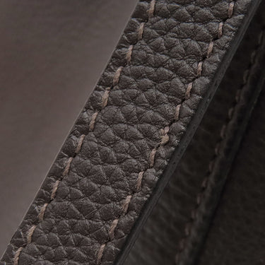 エルメス HERMES ピコタン MM エベーヌ トリヨンクレマンス ハンドバッグ シルバー金具 こげ茶