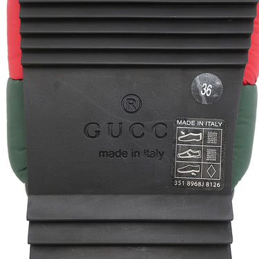 グッチ GUCCI パデット ウェブ スライドサンダル グリーン×レッド×ブラック ナイロン ラバー #36 サンダル 緑 赤 黒 シャワーサンダル