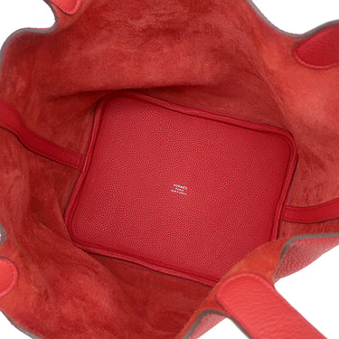 エルメス HERMES ピコタンロックMM ルージュクー トリヨンモーリス ハンドバッグ シルバー金具 赤