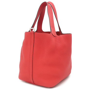 エルメス HERMES ピコタンロックMM ルージュクー トリヨンモーリス ハンドバッグ シルバー金具 赤