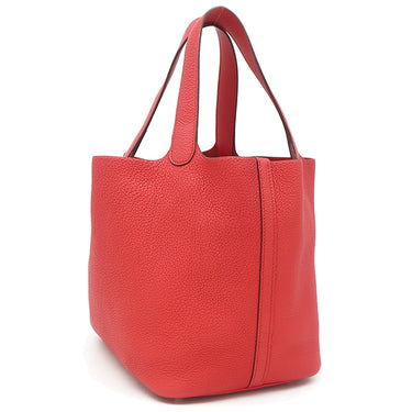 エルメス HERMES ピコタンロックMM ルージュクー トリヨンモーリス ハンドバッグ シルバー金具 赤