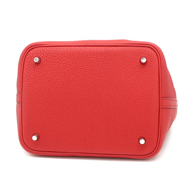 エルメス HERMES ピコタンロックMM ルージュクー トリヨンモーリス ハンドバッグ シルバー金具 赤