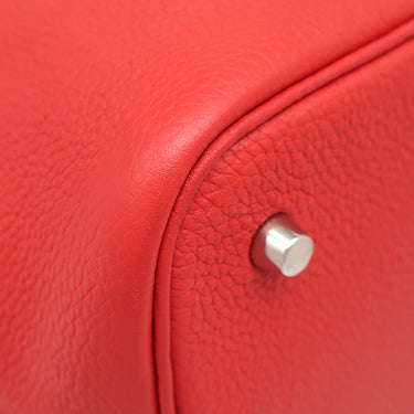 エルメス HERMES ピコタンロックMM ルージュクー トリヨンモーリス ハンドバッグ シルバー金具 赤