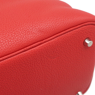 エルメス HERMES ピコタンロックMM ルージュクー トリヨンモーリス ハンドバッグ シルバー金具 赤