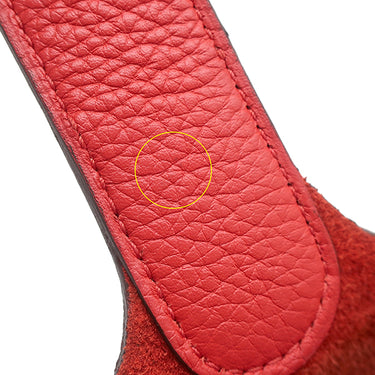 エルメス HERMES ピコタンロックMM ルージュクー トリヨンモーリス ハンドバッグ シルバー金具 赤