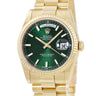 腕時計 ロレックス ROLEX デイデイト 36 118238 P番 自動巻き メンズ メーカーOH済 P番 K18YG無垢 グリーン バー フルーテッドベゼル