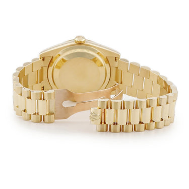 腕時計 ロレックス ROLEX デイデイト 36 118238 P番 自動巻き メンズ メーカーOH済 P番 K18YG無垢 グリーン バー フルーテッドベゼル