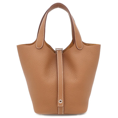 エルメス HERMES ピコタンロック PM ゴールド トリヨンクレマンス ハンドバッグ シルバー金具 新品 未使用 茶