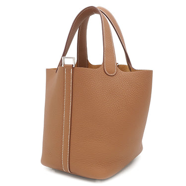 エルメス HERMES ピコタンロック PM ゴールド トリヨンクレマンス ハンドバッグ シルバー金具 新品 未使用 茶