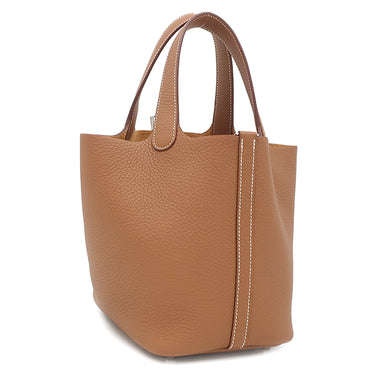 エルメス HERMES ピコタンロック PM ゴールド トリヨンクレマンス ハンドバッグ シルバー金具 新品 未使用 茶
